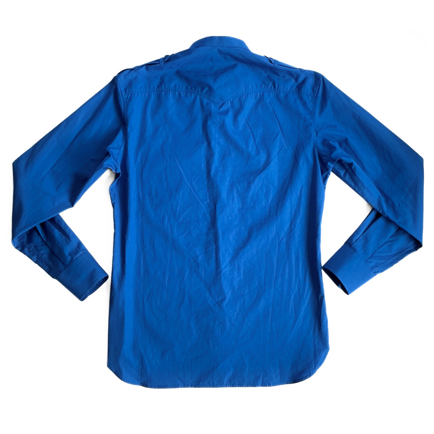 Sébline Safari Grandad-Collar Cotton-Poplin Shirt in Blue