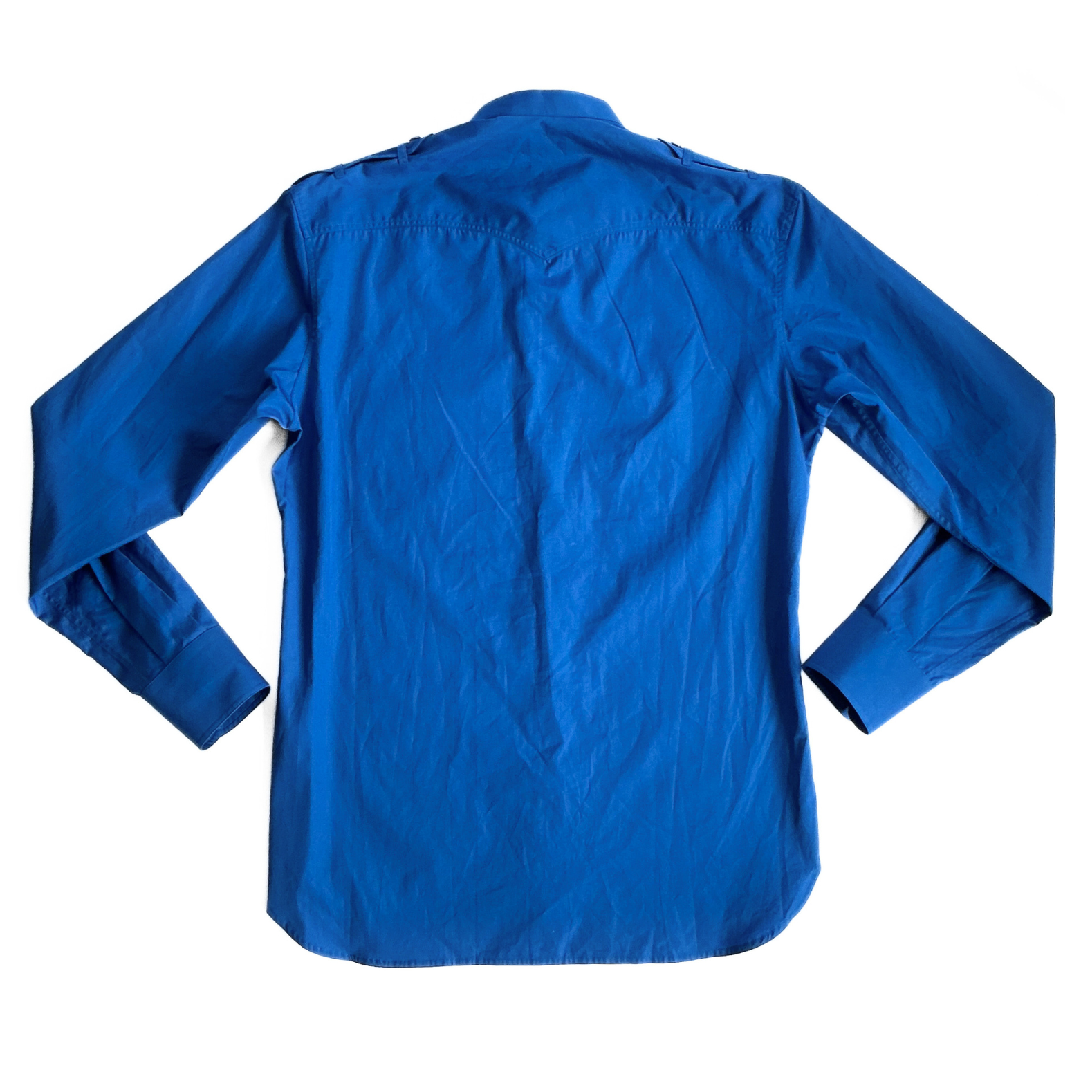 Sébline Safari Grandad-Collar Cotton-Poplin Shirt in Blue