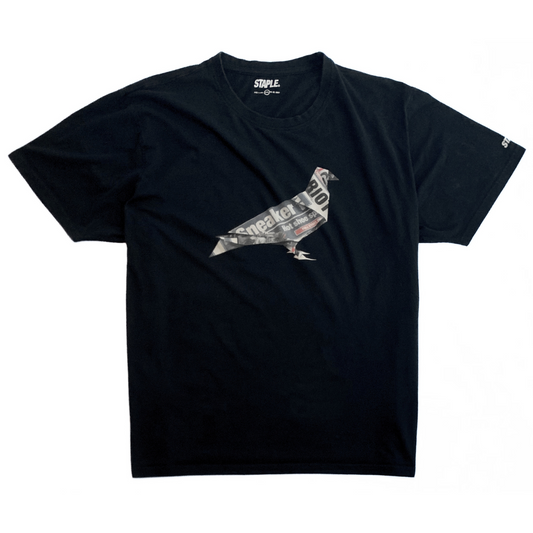 Staple Pigeon Newspaper T-Shirt in Black