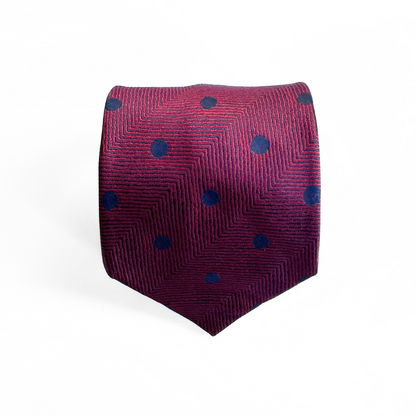 Stefano Ricci Geometric Dotted Patterned Tie in Midnight Blue / Ruby Red