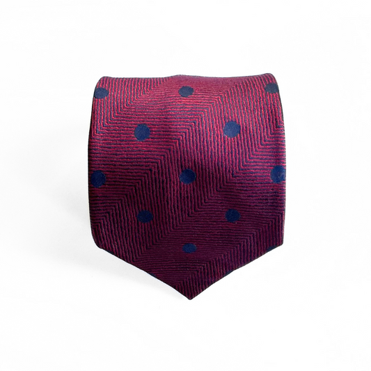 Stefano Ricci Geometric Dotted Patterned Tie in Midnight Blue / Ruby Red