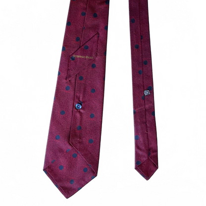 Stefano Ricci Geometric Dotted Patterned Tie in Midnight Blue / Ruby Red