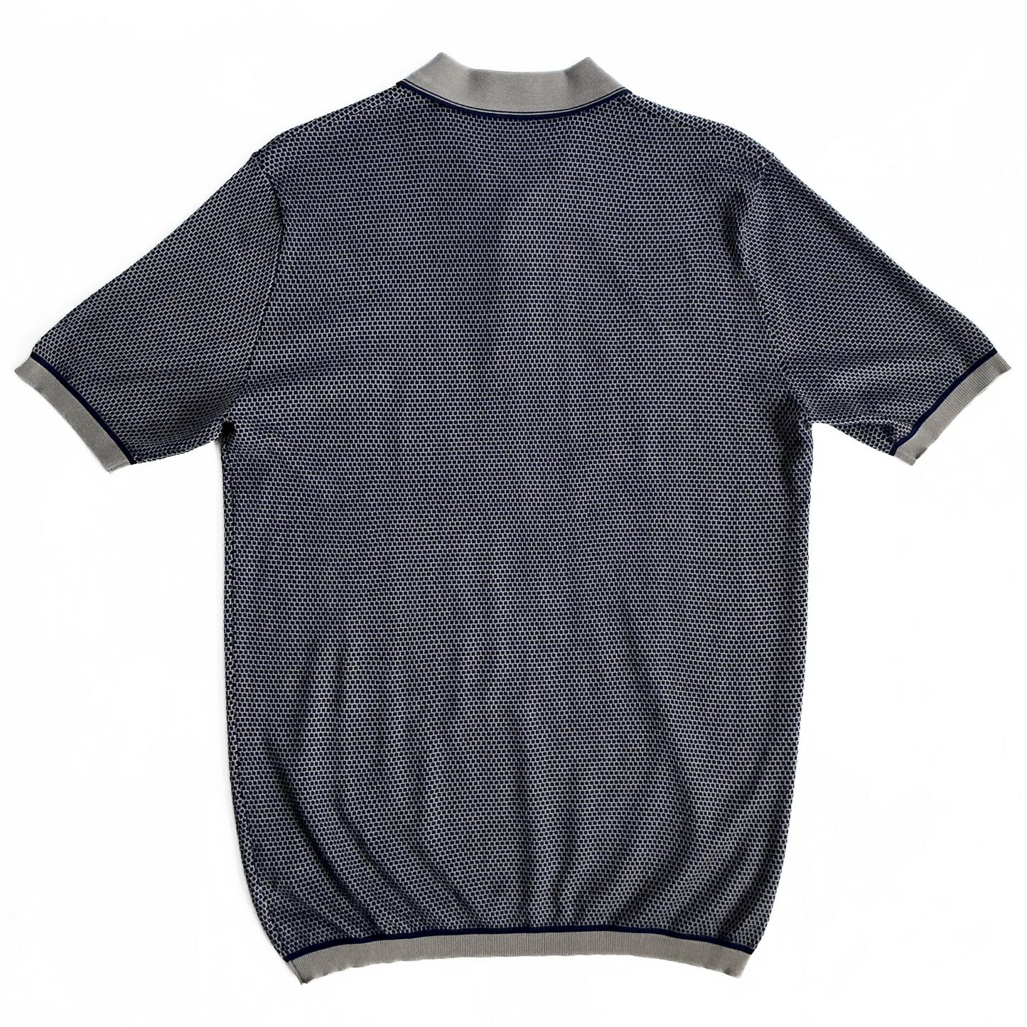 Stefano Ricci Knitted Polo Shirt in Midnight Blue / Beige