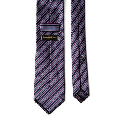 Stefano Ricci Multi Striped Tie in Blue / Purple / Red / Navy