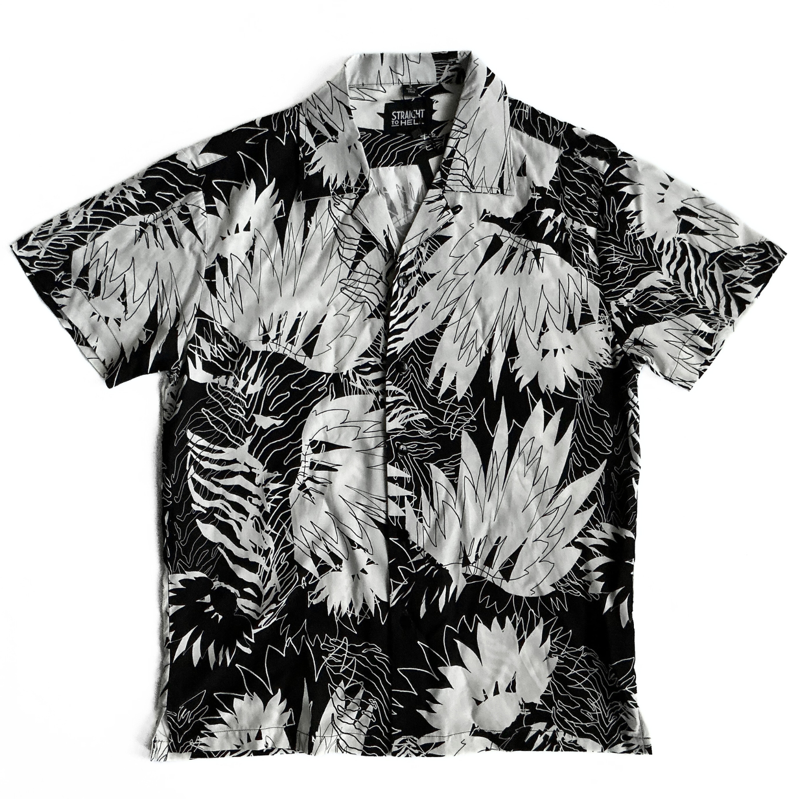 Straight to Hell Jungle Rock Shirt in Black / White