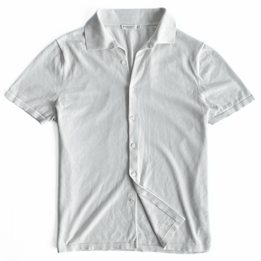 Suitsupply Cotton Blend Button Polo in White