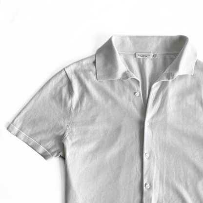 Suitsupply Cotton Blend Button Polo in White