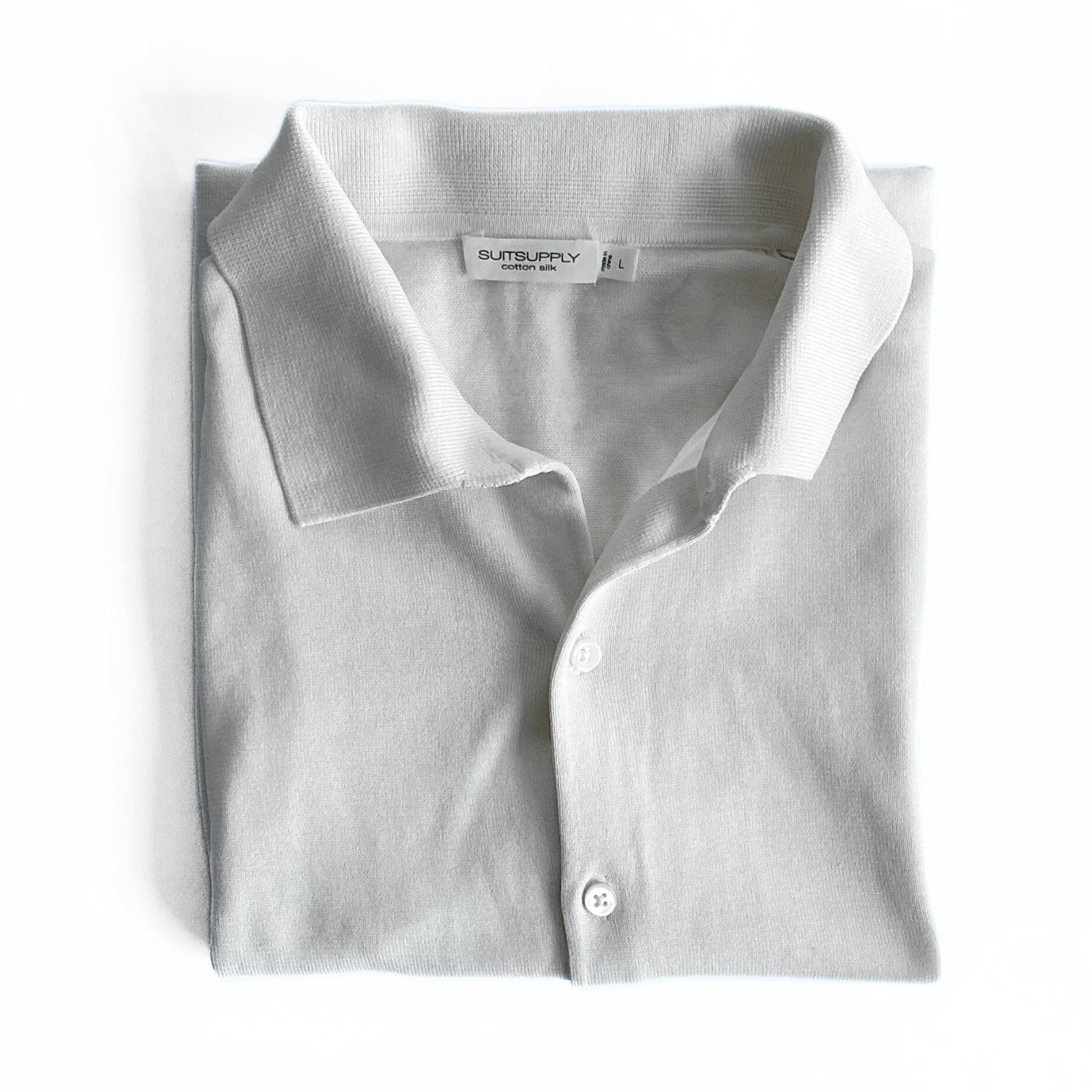 Suitsupply Cotton Blend Button Polo in White