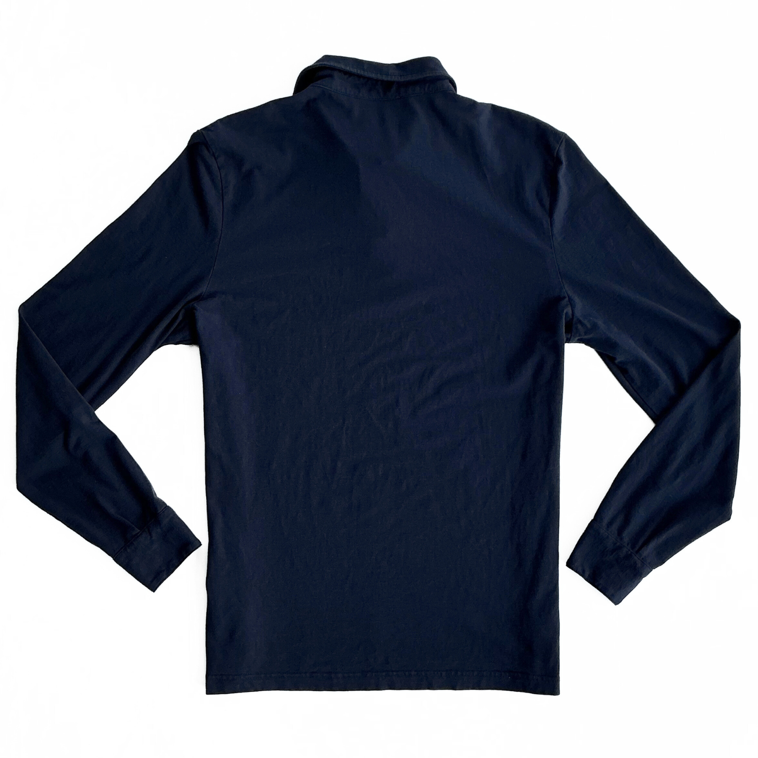 Suitsupply Cotton Blend Longsleeve Polo in Navy Blue
