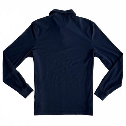 Suitsupply Cotton Blend Longsleeve Polo in Navy Blue