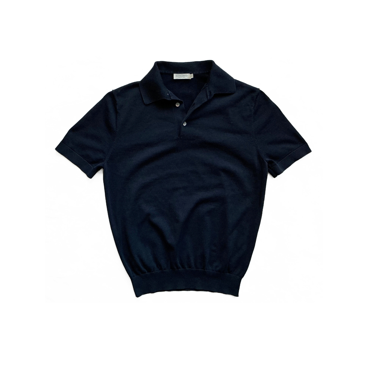 Suitsupply Cotton Silk Polo Shirt in Navy