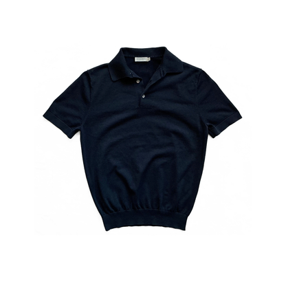 Suitsupply Cotton Silk Polo Shirt in Navy
