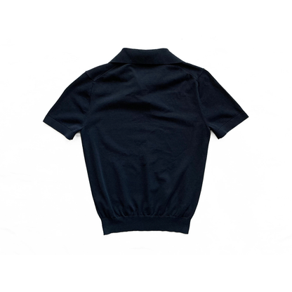 Suitsupply Cotton Silk Polo Shirt in Navy