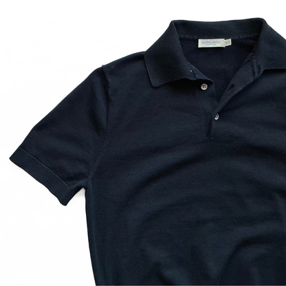Suitsupply Cotton Silk Polo Shirt in Navy
