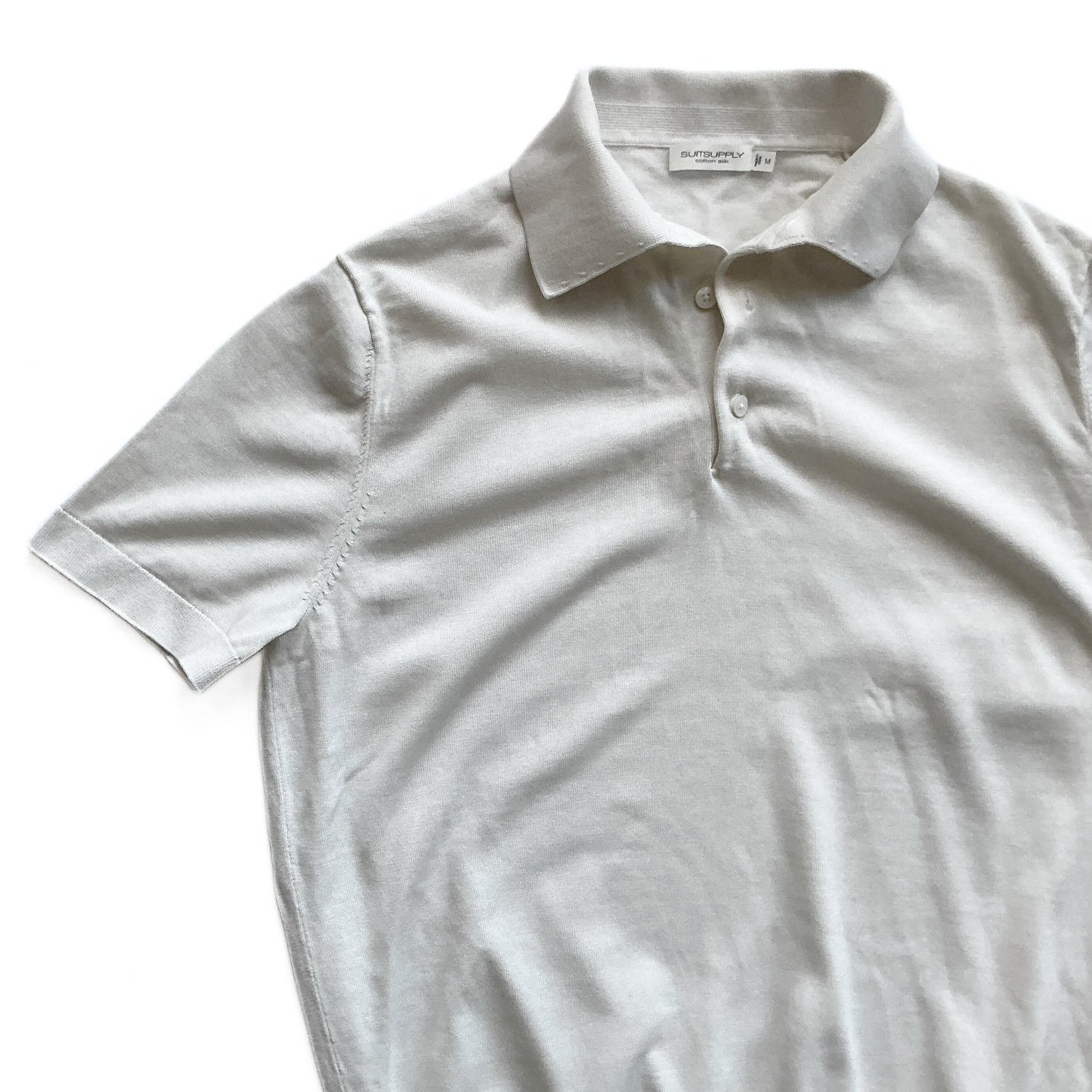 Suitsupply Cotton Silk Polo Shirt in White
