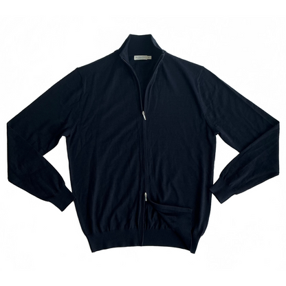 Suitsupply Merino Wool Full Zip Sweater in Blue