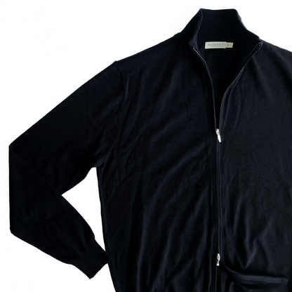 Suitsupply Merino Wool Full Zip Sweater in Blue