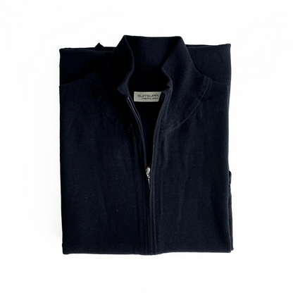 Suitsupply Merino Wool Full Zip Sweater in Blue