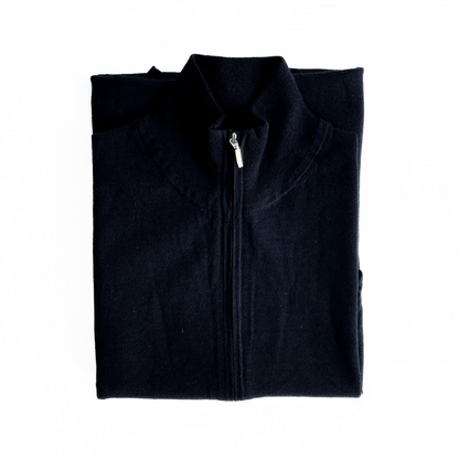 Suitsupply Merino Wool Full Zip Sweater in Blue