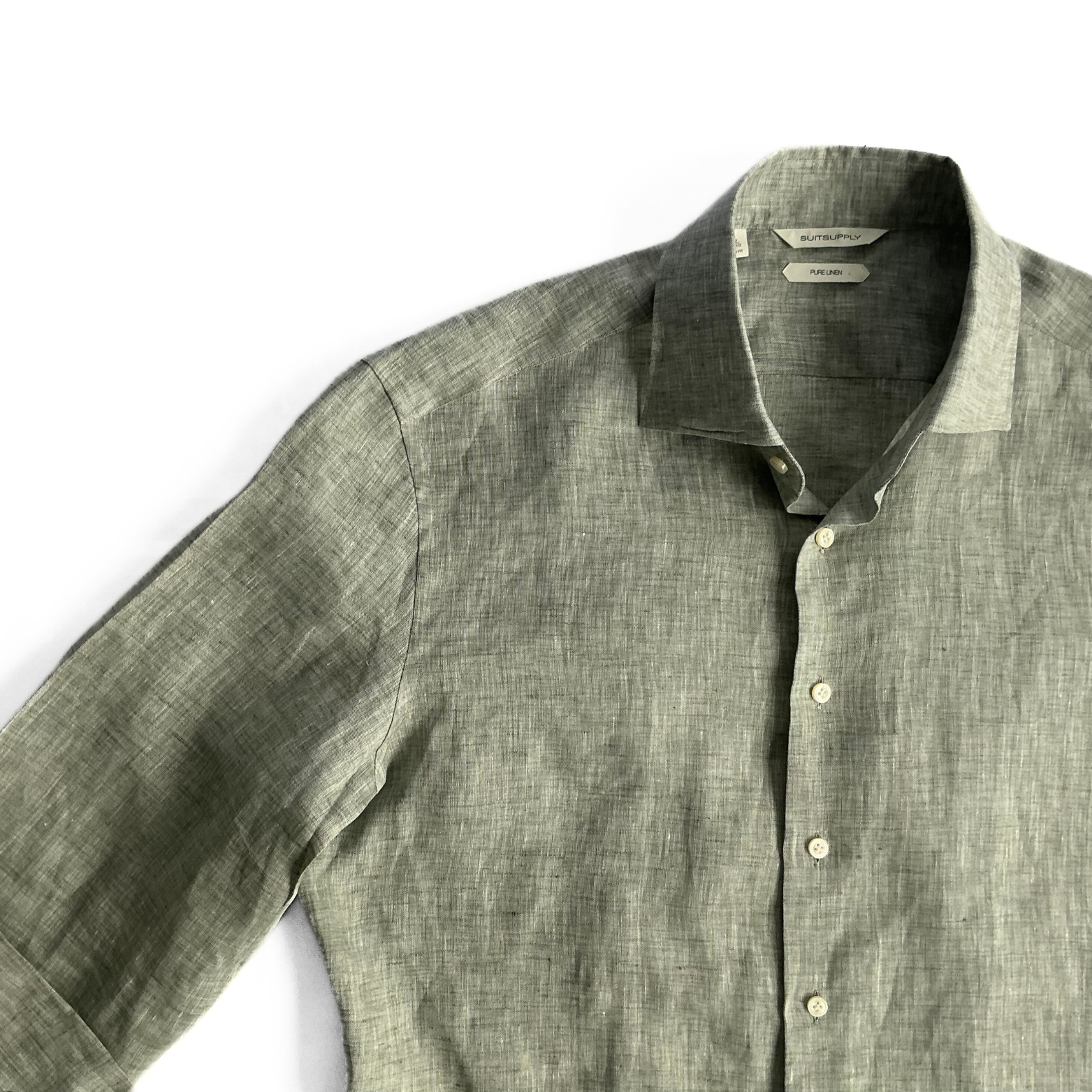 Suitsupply Pure Linen Shirt in Military Green