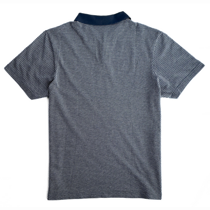 Sunspel Cotton Patterned Polo in Navy/White