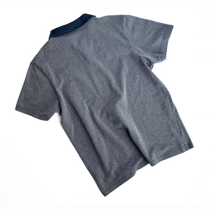 Sunspel Cotton Patterned Polo in Navy/White