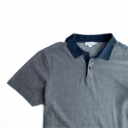 Sunspel Cotton Patterned Polo in Navy/White
