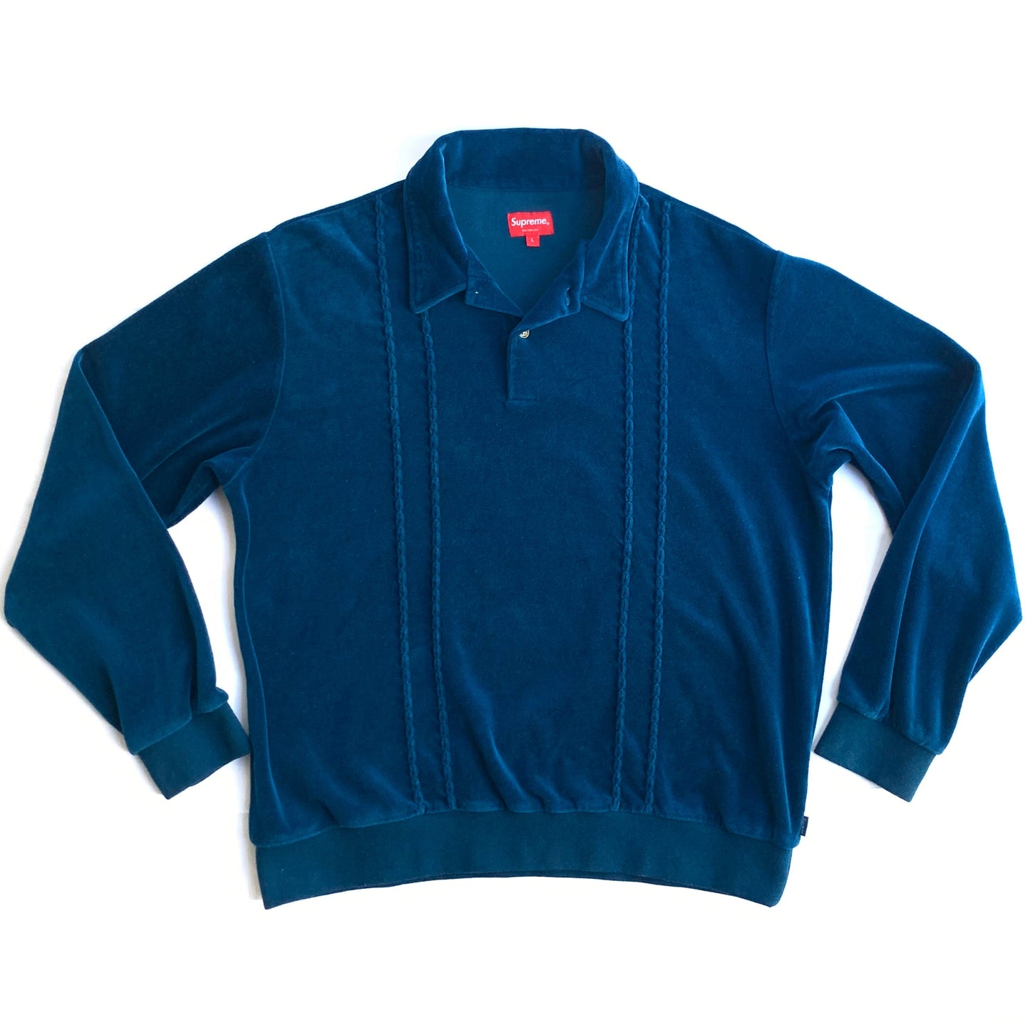 Supreme Velour Velvet Long Sleeve L/S Polo Dark Teal FW17