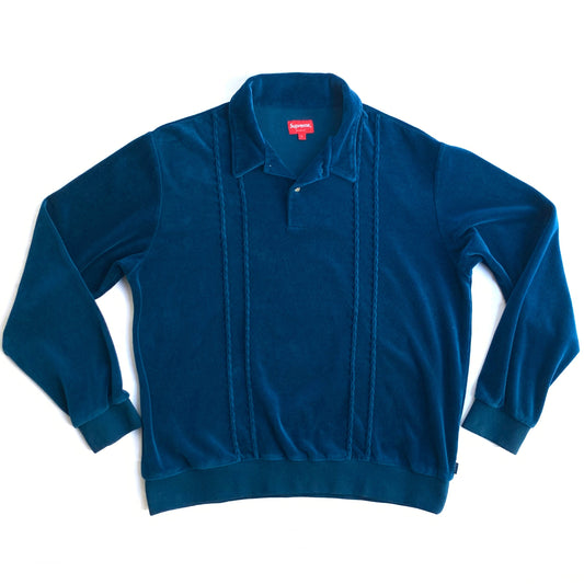 Supreme Velour Velvet Long Sleeve L/S Polo Dark Teal FW17