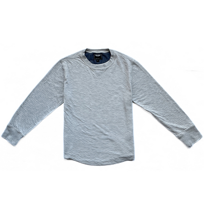 Todd Snyder Curved Hem Slub Crew Neck Sweatshirt / Pullover in Heather Grey