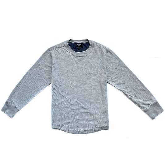Todd Snyder Curved Hem Slub Crew Neck Sweatshirt / Pullover in Heather Grey