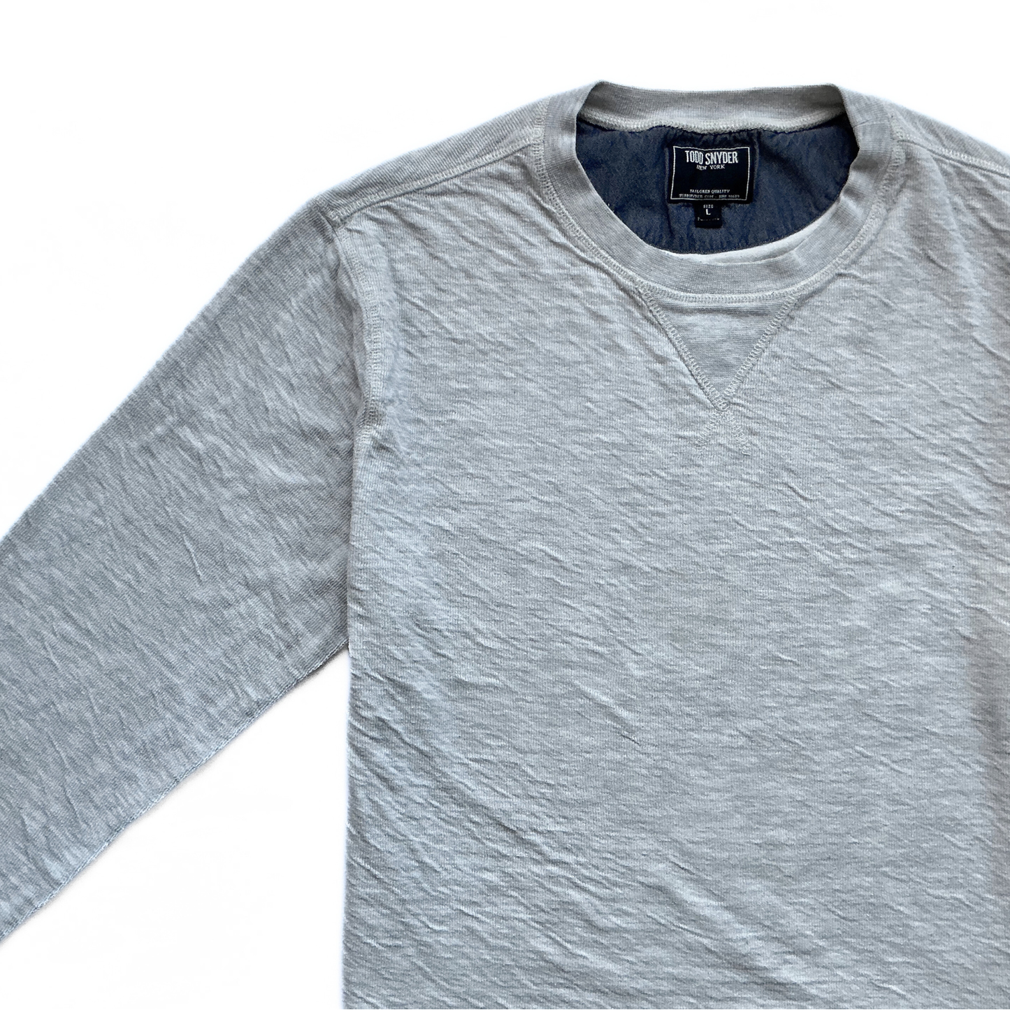 Todd Snyder Curved Hem Slub Crew Neck Sweatshirt / Pullover in Heather Grey