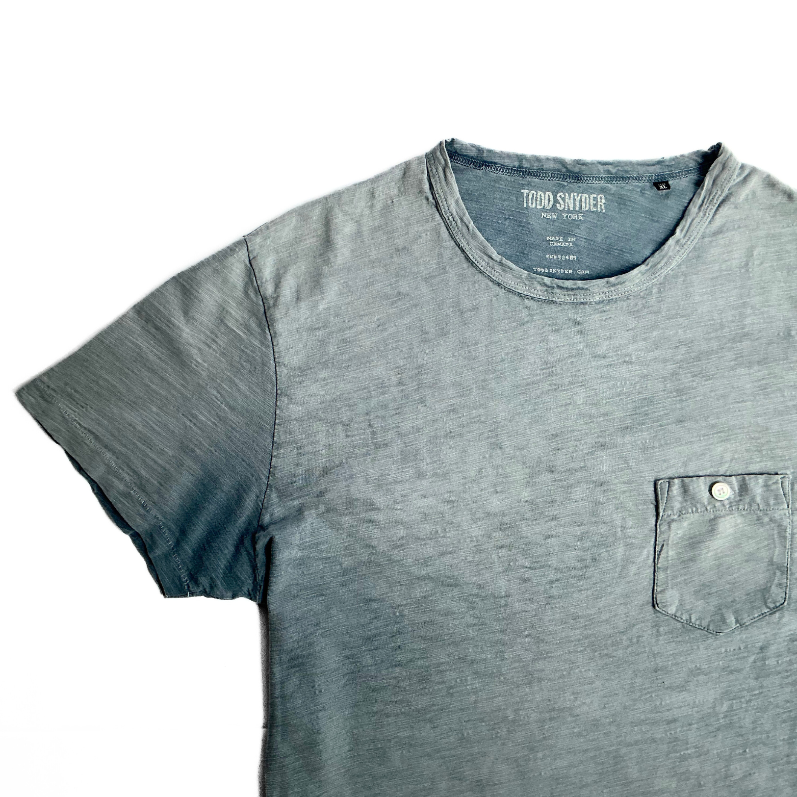 Todd Snyder Distressed Pocket T-Shirt in Malibu Blue