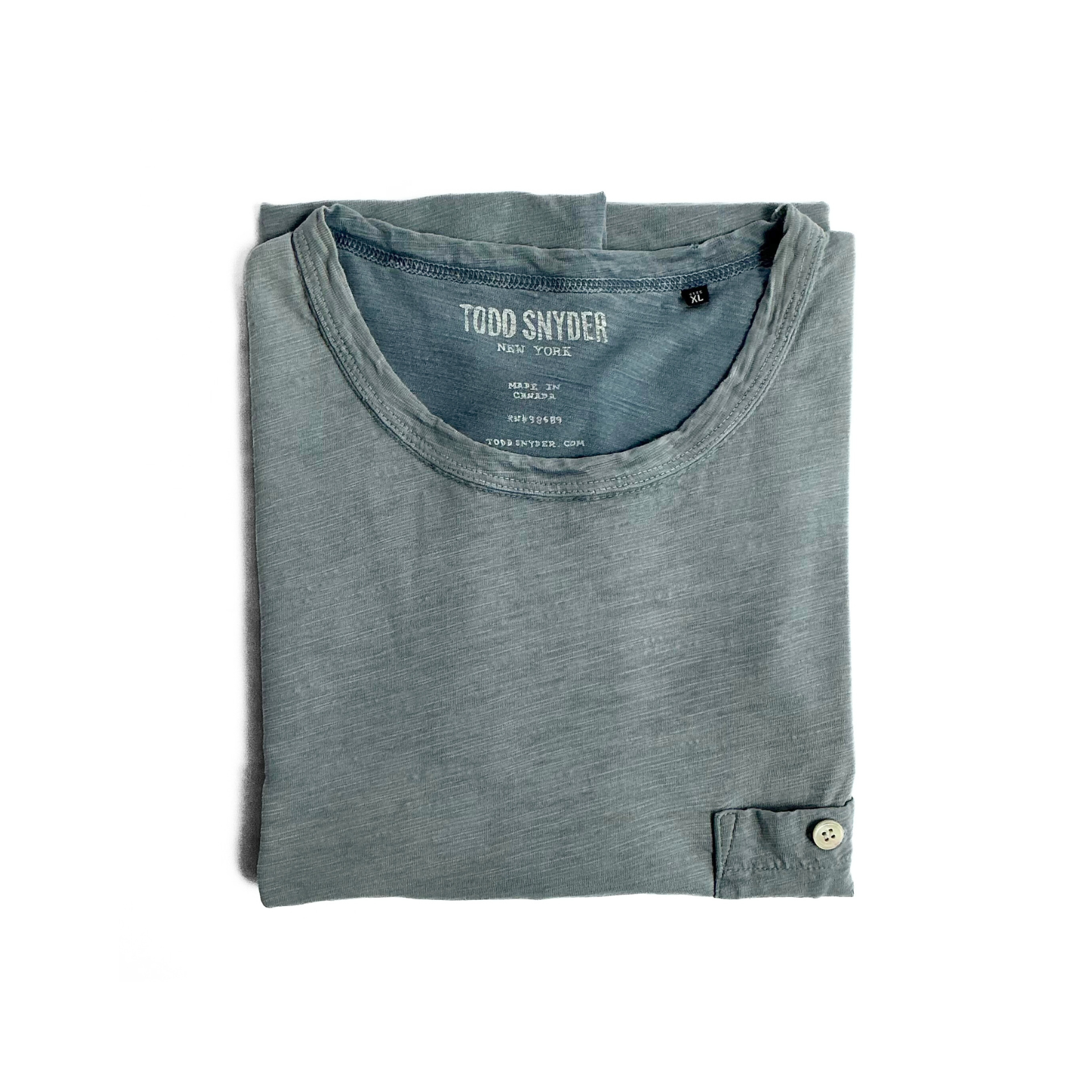 Todd Snyder Distressed Pocket T-Shirt in Malibu Blue