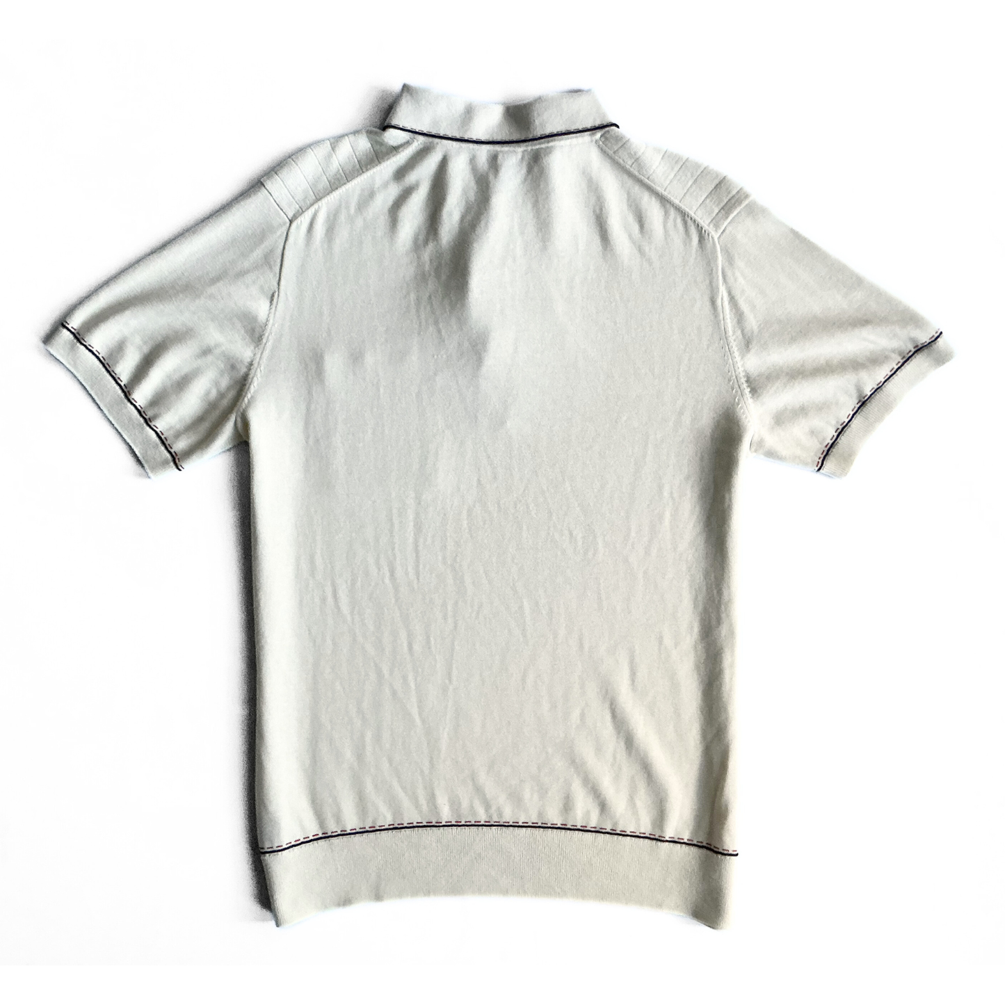 Todd Snyder Knitted Polo Shirt in White / Blue / Red