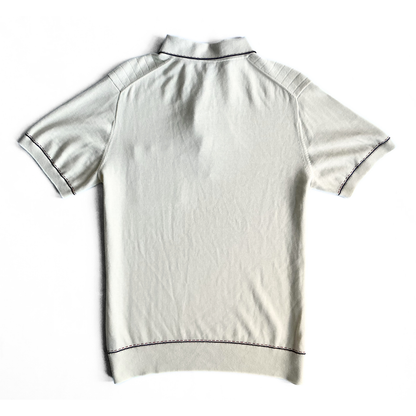 Todd Snyder Knitted Polo Shirt in White / Blue / Red