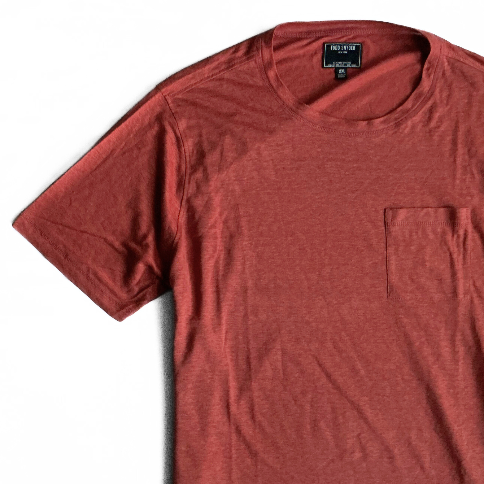 Todd Snyder Linen Pocket T-Shirt in Brown Sugar