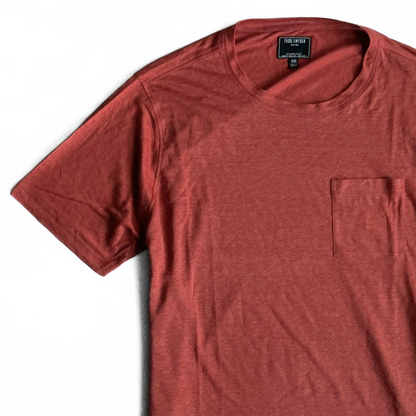 Todd Snyder Linen Pocket T-Shirt in Brown Sugar