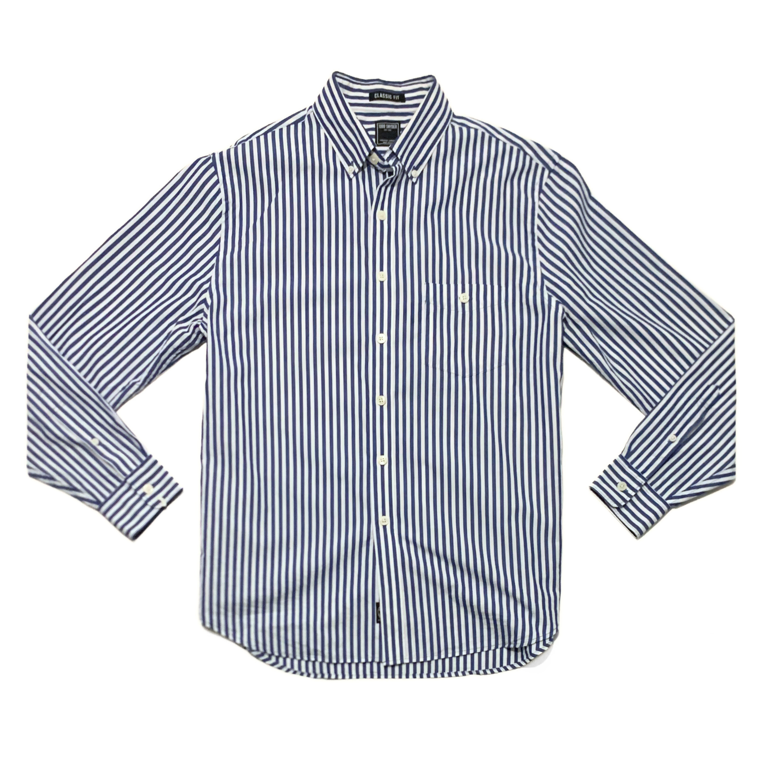 Todd Snyder Summer Stripe Poplin Shirt in Blue & White