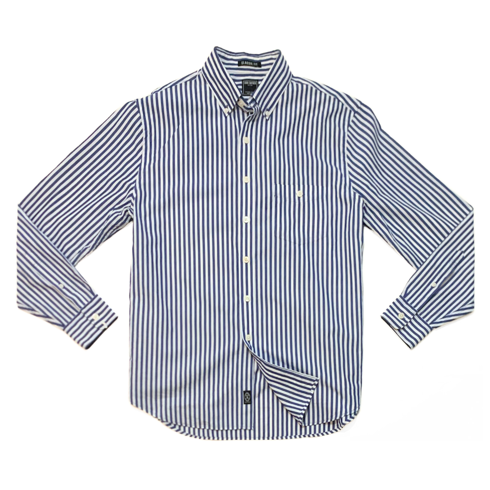 Todd Snyder Summer Stripe Poplin Shirt in Blue & White