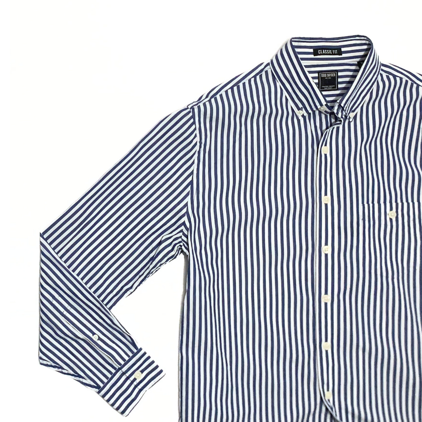 Todd Snyder Summer Stripe Poplin Shirt in Blue & White