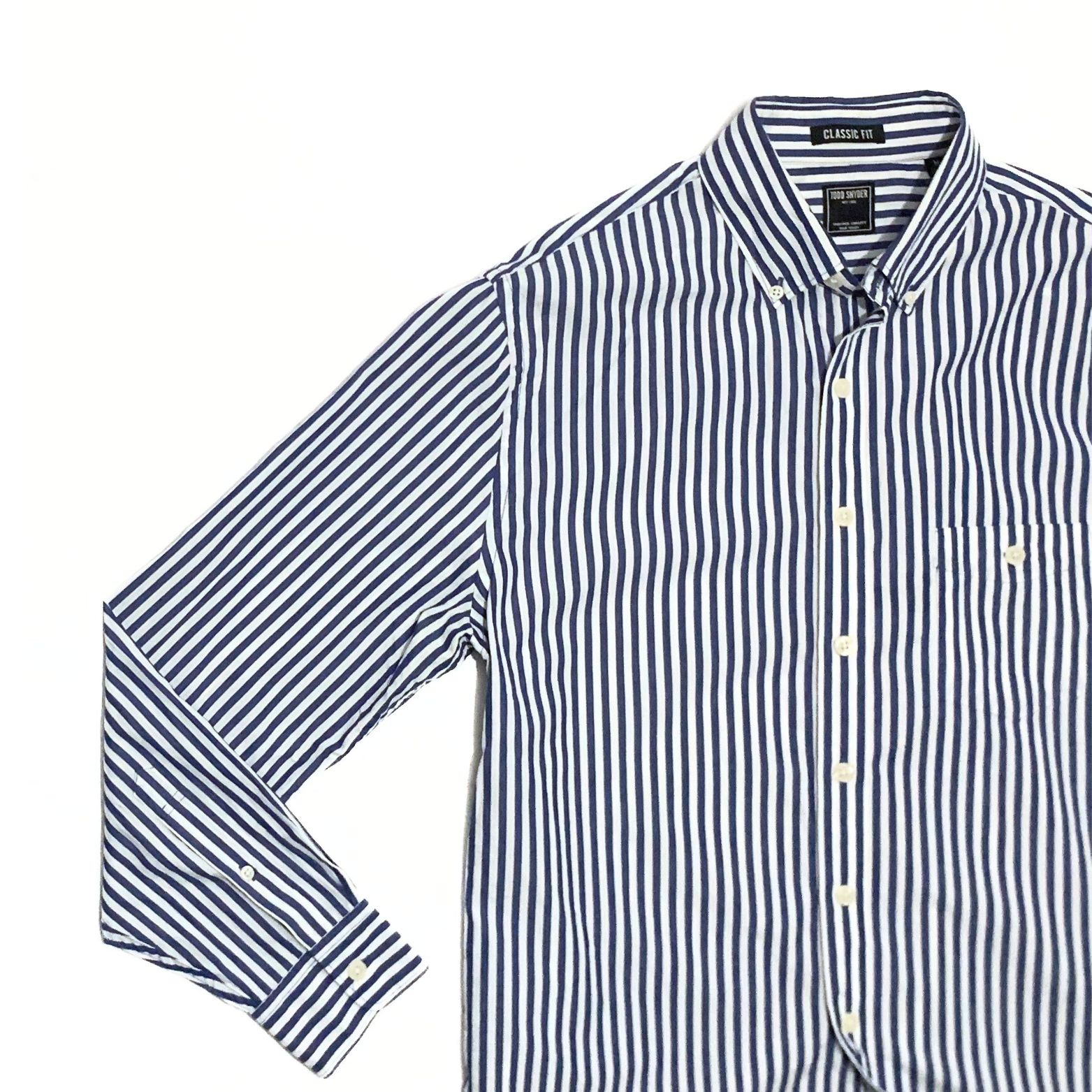 Todd Snyder Summer Stripe Poplin Shirt in Blue & White