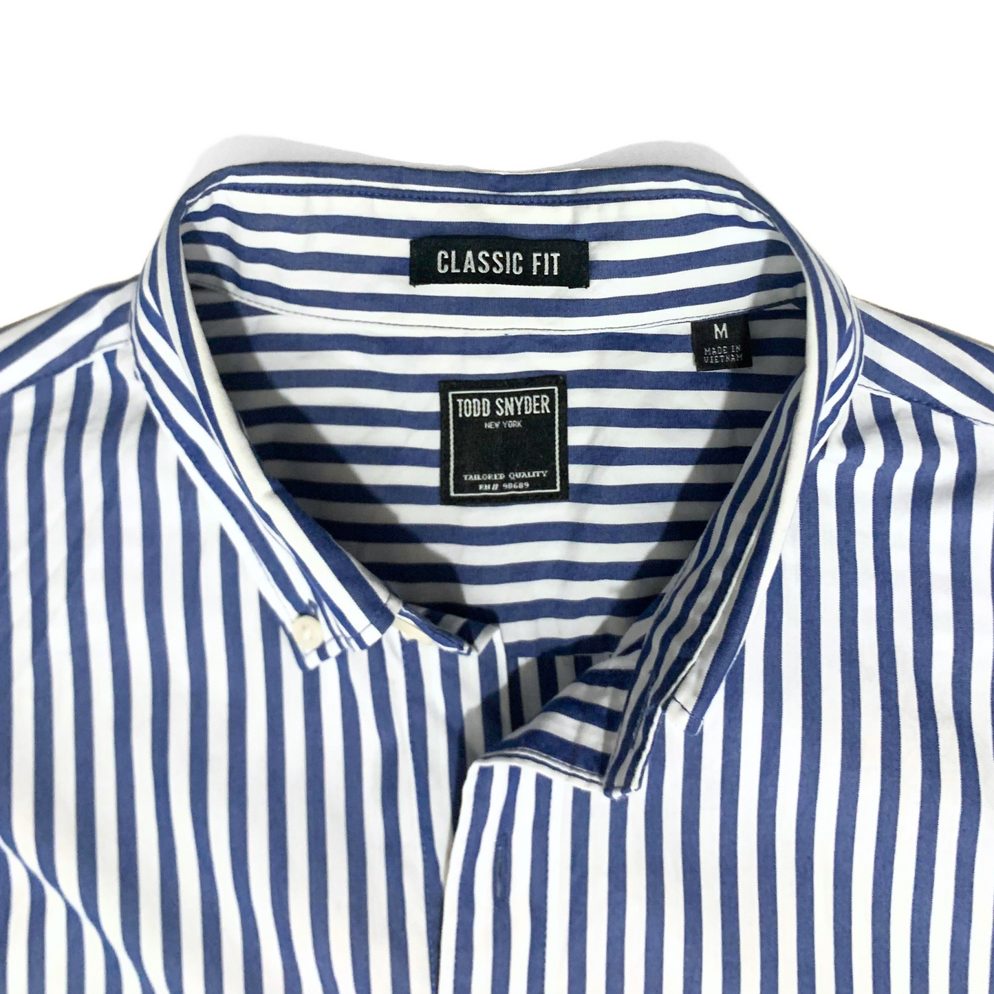 Todd Snyder Summer Stripe Poplin Shirt in Blue & White