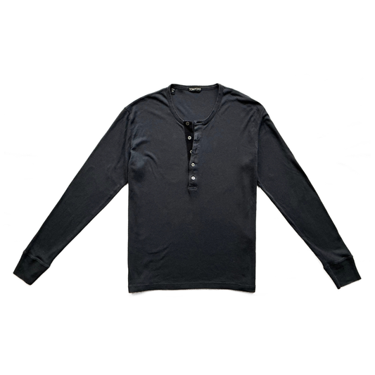 Tom Ford Longsleeve Henley T-Shirt in Navy