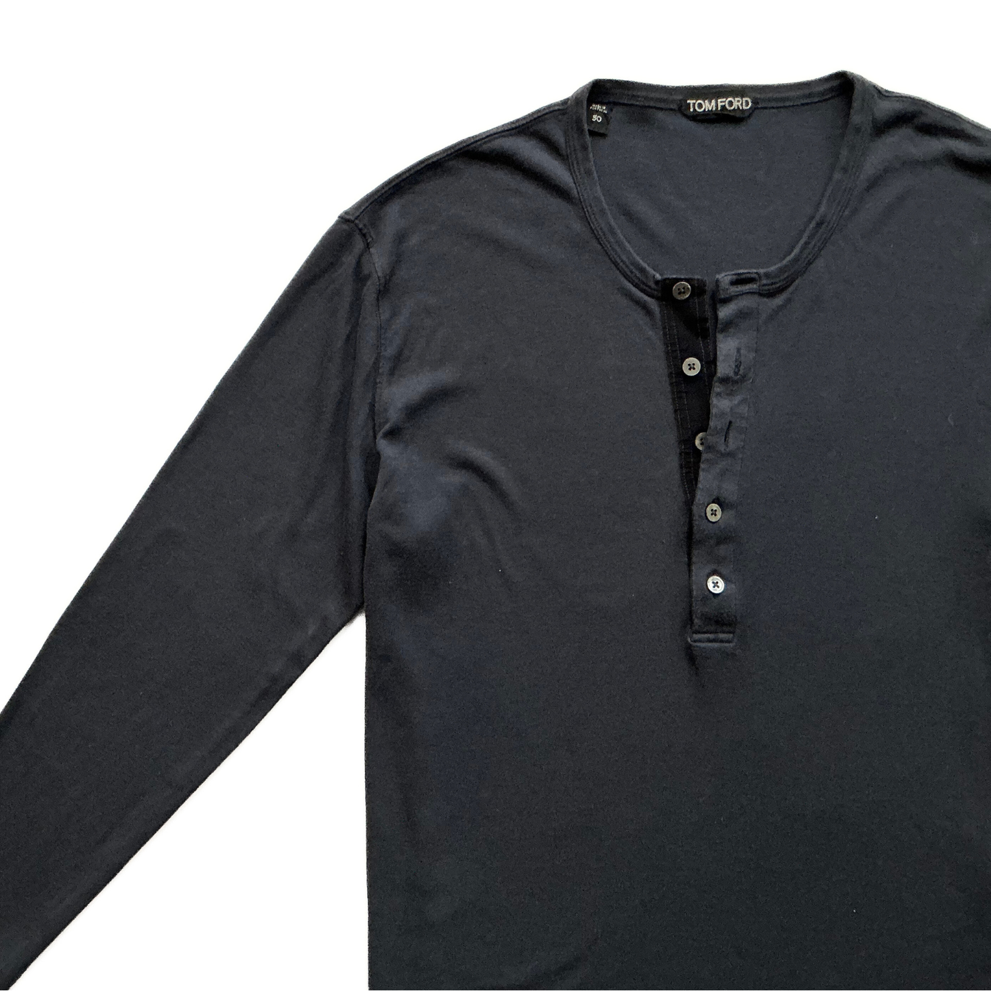 Tom Ford Longsleeve Henley T-Shirt in Navy