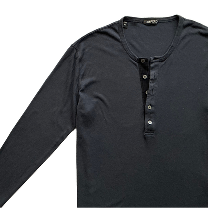 Tom Ford Longsleeve Henley T-Shirt in Navy