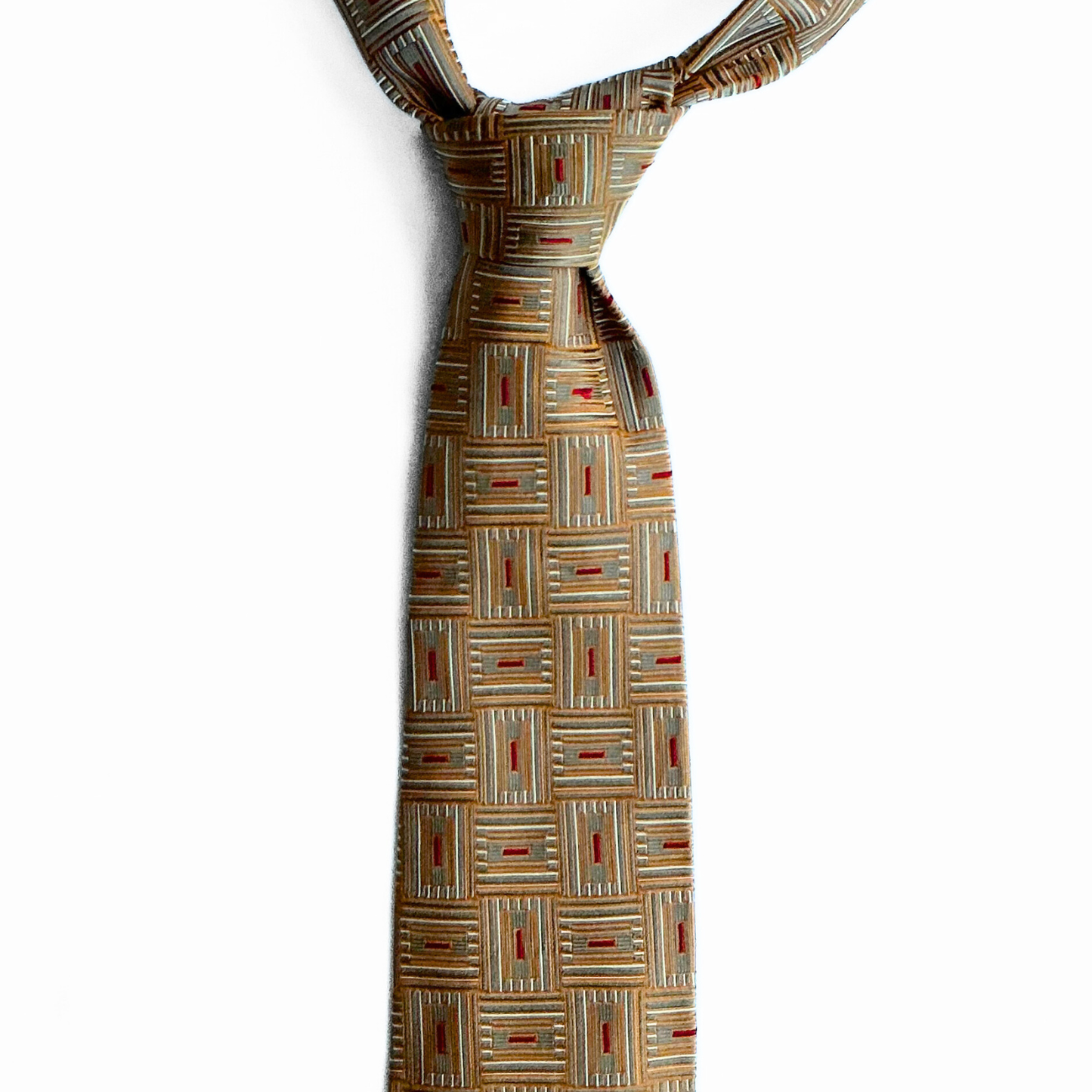 Ermenegildo Zegna Patterend Tie in Bronze / Red / Orange