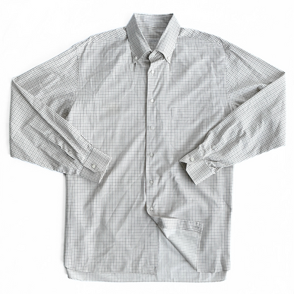 Zilli Button Down Geometric Shirt in White / Dark Green / Orange