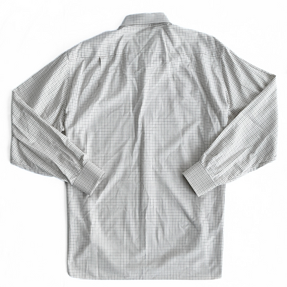 Zilli Button Down Geometric Shirt in White / Dark Green / Orange