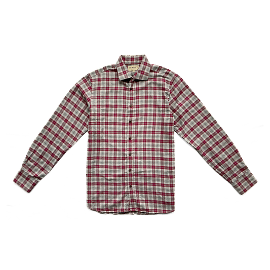 Purdey Flannel Plaid Shirt in Burgundy / Green